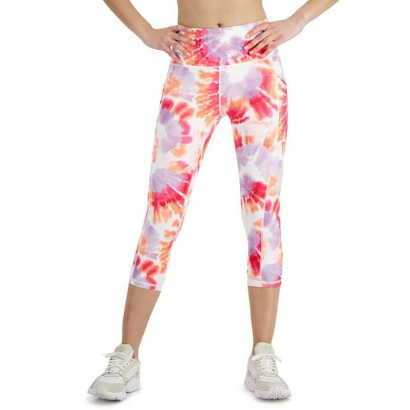ID Ideology Women's Dye Print Side Pocket Cropped Leggings Orange Size X-Small