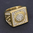 thumbnail image 2 of Hip Hop Men's Iced Out CZ Geometric Square Ring 14K Yellow Gold Cool Party Male Rings Bling Jewlery, 2 of 6