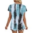 thumbnail image 5 of Summer Tops for Women Short Sleeve Neck Tunic Tops Baggy Vintage Graphic Casual Loose Beach Vacation Outfits Spring Top Trendy Clothes, 5 of 6