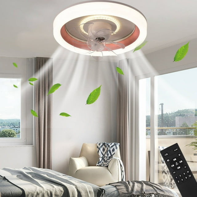 Ventilateurs de Plafond avec Lumières et Télécommande en Liquidation, Ventilateurs de Plafond Modernes à Déplacement à 360 ° avec Lumières et Télécommande, Ventilateur de Plafond à Profil Bas à Intensité Réglable, Ventilateur de Plafond Encastré Sans Pales pour Chambre, Maison, Restaurant