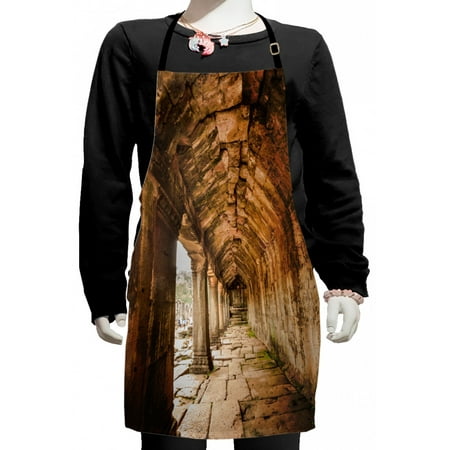 

Vintage Kids Apron Building Corridor with Wall in Angkor Thom in Siem Reap Cambodia Boys Girls Apron Bib with Adjustable Ties for Cooking Baking Painting Beige by Ambesonne