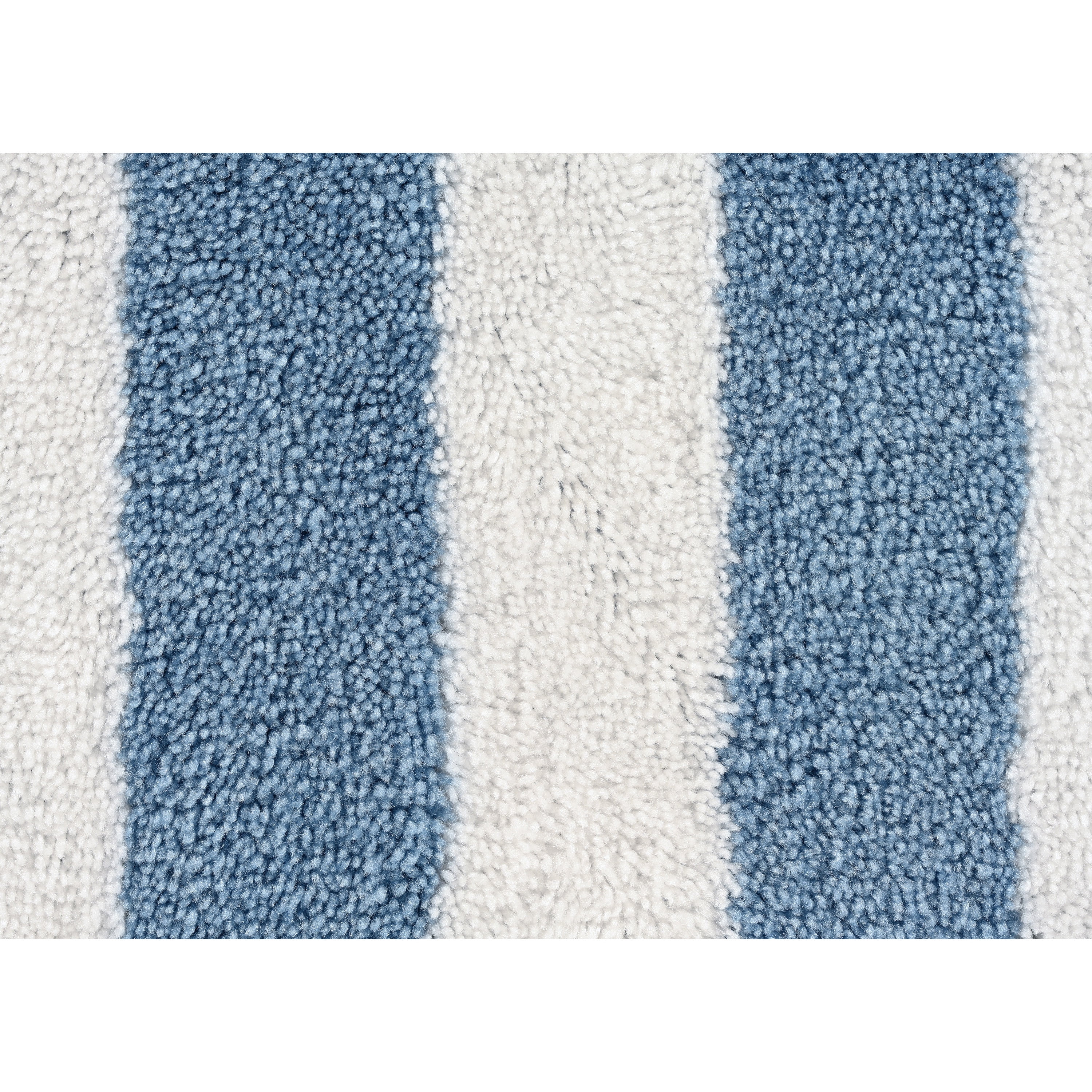Garland Rug Beach Stripe Washable Bath Rug Set, 2 Piece Set (17"x24" Bath Rug, & 21"x34" Bath Rug) Basin Blue/White