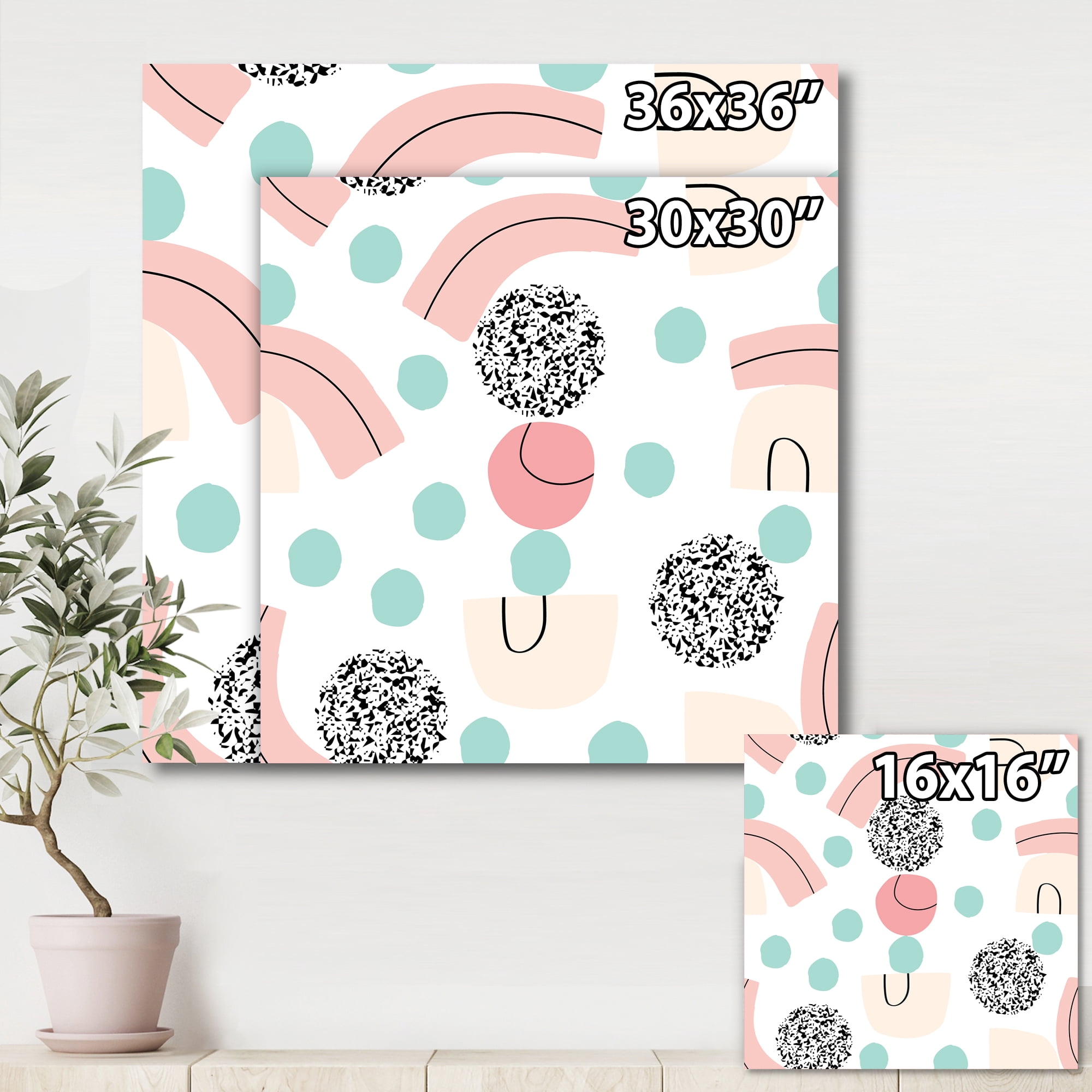Elements and Organic In Pastel Tones 36 in x 36 in Painting Canvas Art Print, by Designart