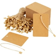 200-Pack Kraft Paper Gift Tags with Jute Twine String, Large Blank Merchandise Price Labels 2.4 x 3.5, Bulk Brown Hang Tags for Wedding, Birthday, Holiday, Party Favor, Art and Craft Wrapping