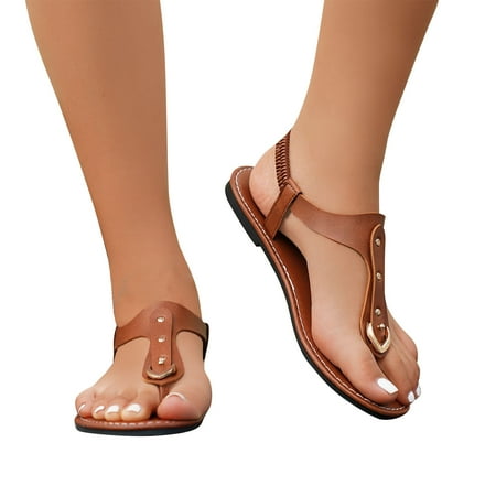 YYYTop Black Sandals Women  Flats for Women Pinch Toed Nail Flat Sole Sandals Women Wearing Elastic Lightweight Beach Sandals Dress Shoes for Women Summer Savings