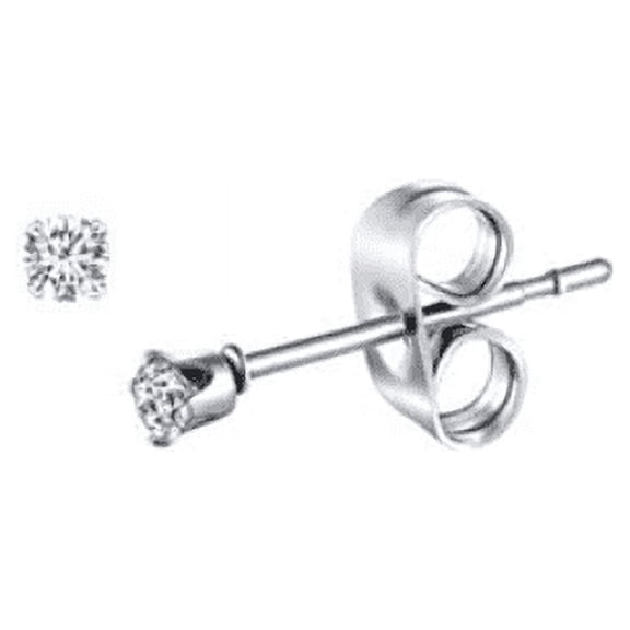 925 Sterling Silver Round Solitaire Earrings Studs 2 MM CZ Hypoallergenic Small Studs Push Back Cubic Zirconia