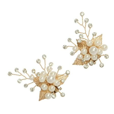 WORGEOUS 2 Pcs Shoe Clips Jewelry for Shoes Pearl Flower Tongs Bride