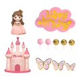 thumbnail image 2 of 18 piezas de adornos para tartas de princesa, decoración para tartas, temática de princesa, suministros para shower, con mariposas y bolas, 2 of 7