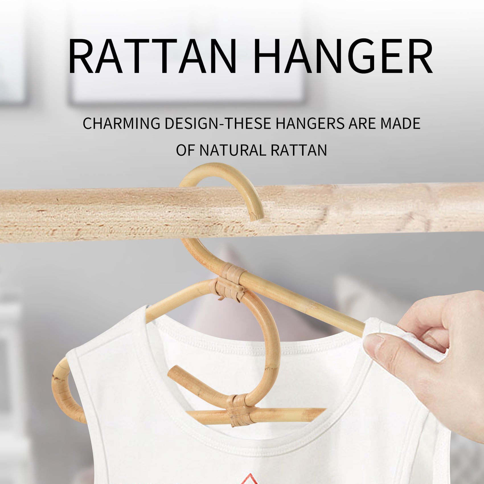 2X Cintre en Rotin Vêtements pour Enfants Organisateur Rack Cintre 2X Cintre en Rotin Vêtements pour Enfants Organisateur Rack Cintre
