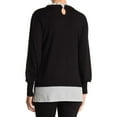 thumbnail image 2 of Adrianna Papell BLACK/IVORY MINI DOT Women's Twofer Ruffle Neck Sweater, S, 2 of 3