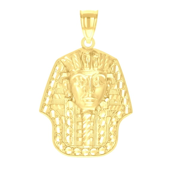 10k Yellow Gold Mens Pharaoh Egyptian Charm Pendant for Men