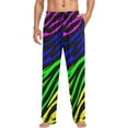 thumbnail image 4 of Men's Pajama Pants with Pockets Sleepwear Lounge Pants Stretch Casual Rainbow Zebra Print 13, 4 of 7