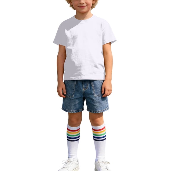Cethrio Boys Cotton Outfit Sets, 3 Piece Short Sleeve Summer School Kids Clothing sets White Size 8