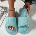 thumbnail image 5 of CIENVNSTG Womens Orthopedic Arch Support Fuzzy Adjustable Corduroy Memory Foam Open Toe Slippers Comfortable Non‑Slip Indoor Slides Supportive Footwear Sky Blue 37, 5 of 6