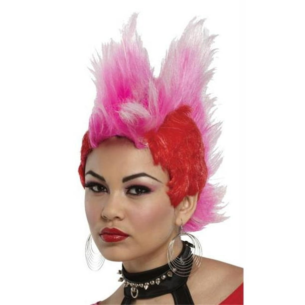 Costumes For All Occasions MR179528 Double Mohawk Perruque Rouge Rose Chaud