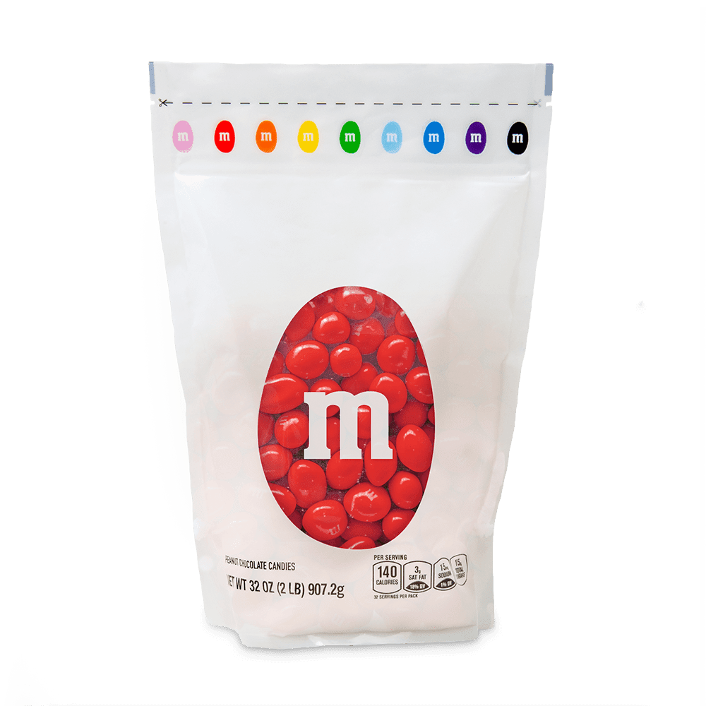 M&M'S Peanut Red Candy, 2lb Resealable Bulk Bag