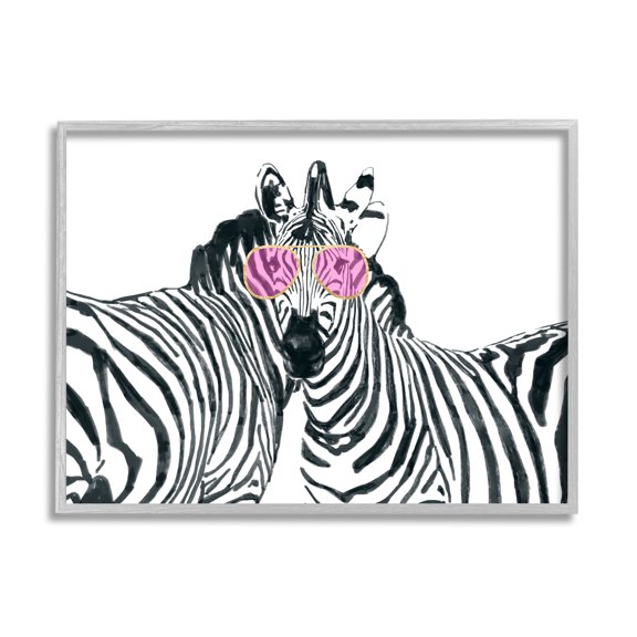 Stupell Industries Zebra Safari Animal Pair Pink Sunglasses Wild Pattern, 14 x 11, Design by Ziwei Li