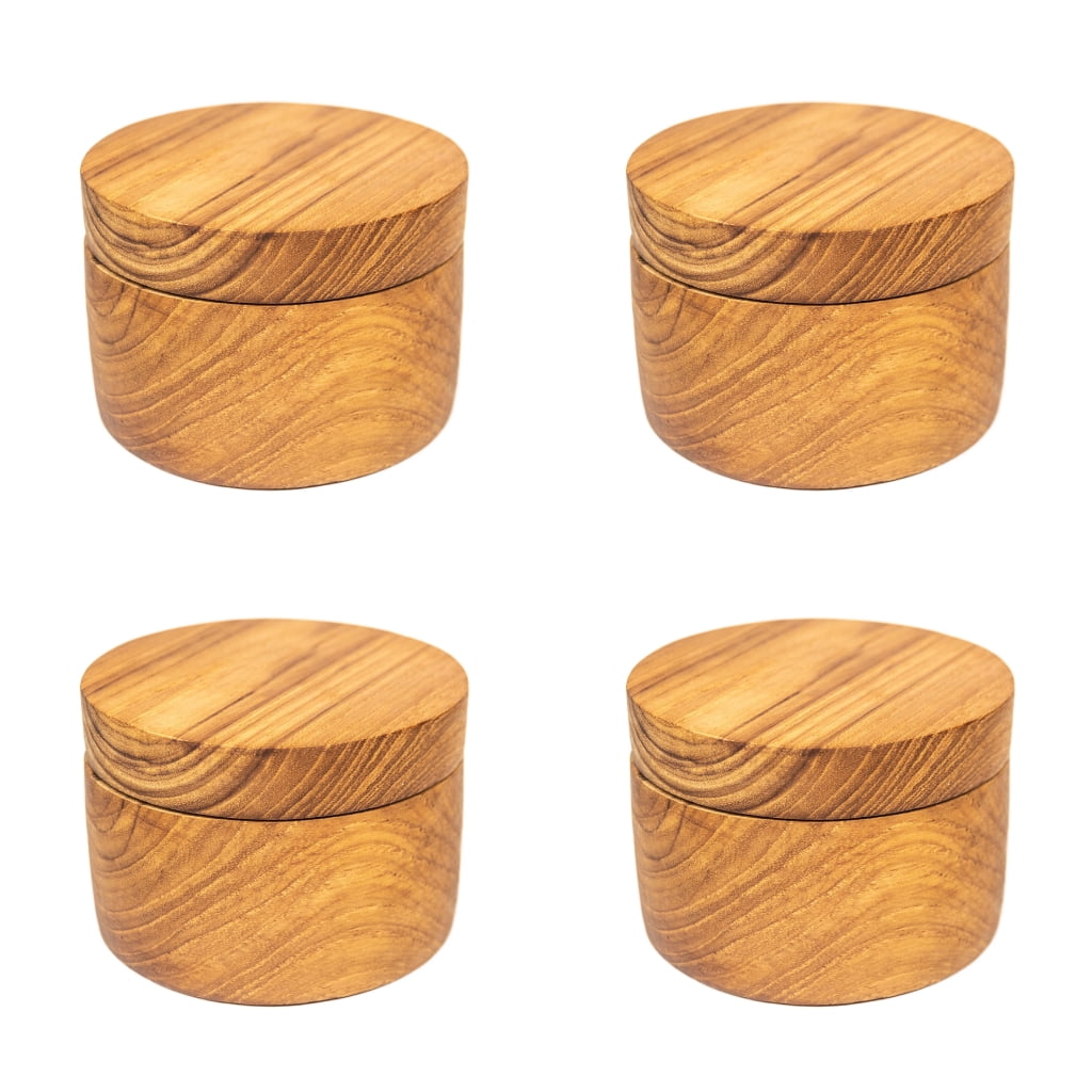 Teak Wood Container with Wooden Lid - Small 4-Pack - Walmart.com