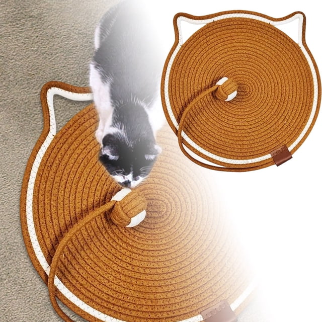 Durable 43cm Cat Scratching Mat with Self Warming Sleeper and Textured Rope for Indoor Feline Enrichment Activities