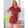 thumbnail image 3 of DARING DIVA Pajama Short Sleeve Top Shorts Loungewear Sleepwear Set XS Claret, 3 of 7