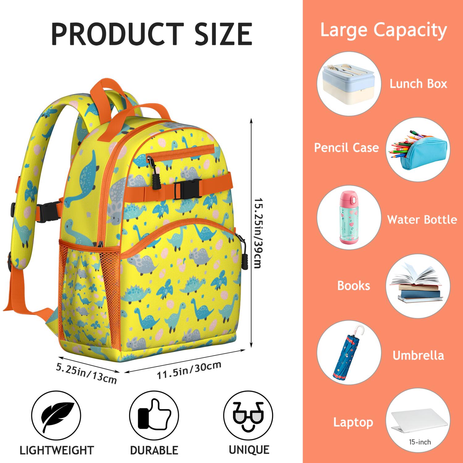 Dinosaur Print Design Toddler Backpack with Colorful Watercolor Roaring Dino and Nature-Inspired Art