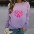 thumbnail image 4 of WREESH Women's Pink Ribbon Heart Graphic Sweatshirt Fall Casual Crewneck Long Sleeve Cancer Awareness Top Purple, 4 of 4