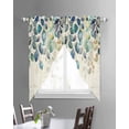 thumbnail image 3 of Blue Teal Botanical Swag Valances for Windows, Weeping Fall Eucalyptus Leaves Rustic Rod Pocket Sheer Valances for Windows, Swag Toppers Light Filtering for Kitchen Living Room 2 Panels 36''x63'', 3 of 6