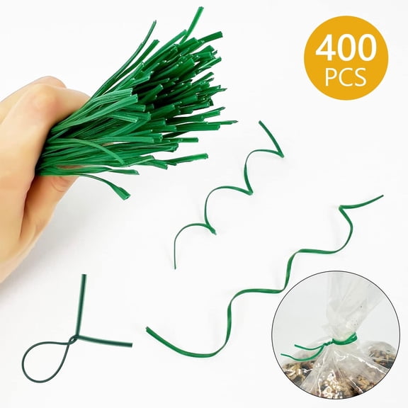 Tripumer 400 Pcs Green Paper Twist Ties Multi-Use for Gardening Home & Office