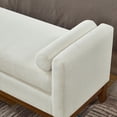 thumbnail image 6 of S-HOME Large Upholstered Boucle Fabric Ottoman with Pillows, Window Bench for Living Room, Home Entryway Seating, Beige, 6 of 7
