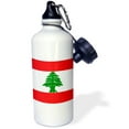 3dRose Lebanon Flag, Sports Water Bottle, 21oz