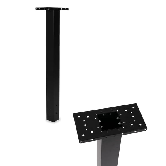 Ilyapa Black Metal Mailbox Post for Outside, 43x4x4 inch Metal Post Sleeve with Two Universal Mailbox Mounting Bracket for Curbside Residential Mail Box, Heavy Duty
