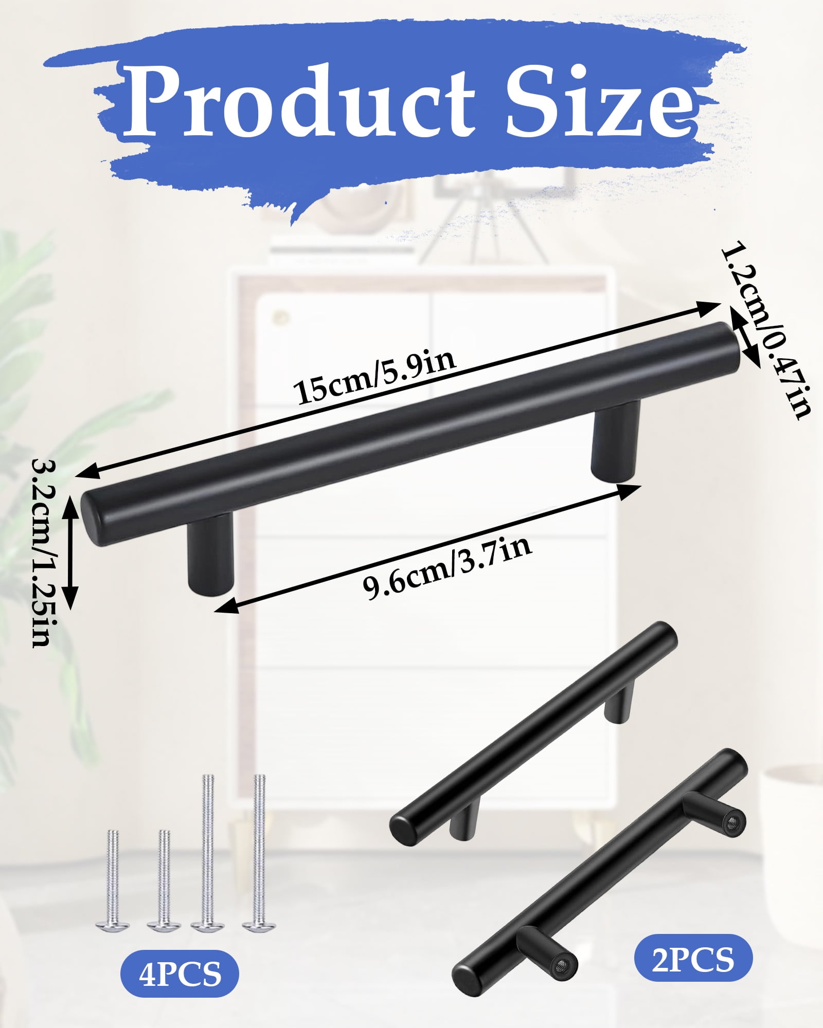 Mengshi 30 Pack Matte Black Cabinet Handles 3" Hole Centers, Stainless Steel Kitchen & Drawer Pulls for Cabinets, Cupboards & Wardrobes