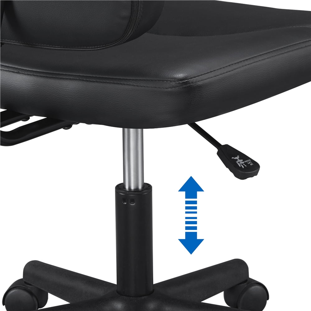 Yaheetech Adjustable Armless Office Chair with Ergonomic Backrest, Black