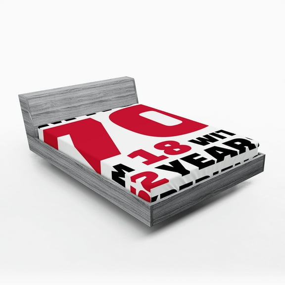 Ambesonne Saying Fitted Sheet, 52 Years Experience, Full Size, Dark Coral White