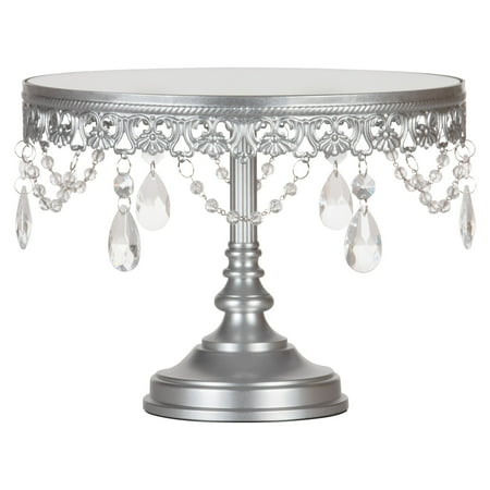 Amalfi Décor 10 Inch Vintage Round Mirror Top Crystal Cake Stand Round Mirror Top Crystal Cake Stand