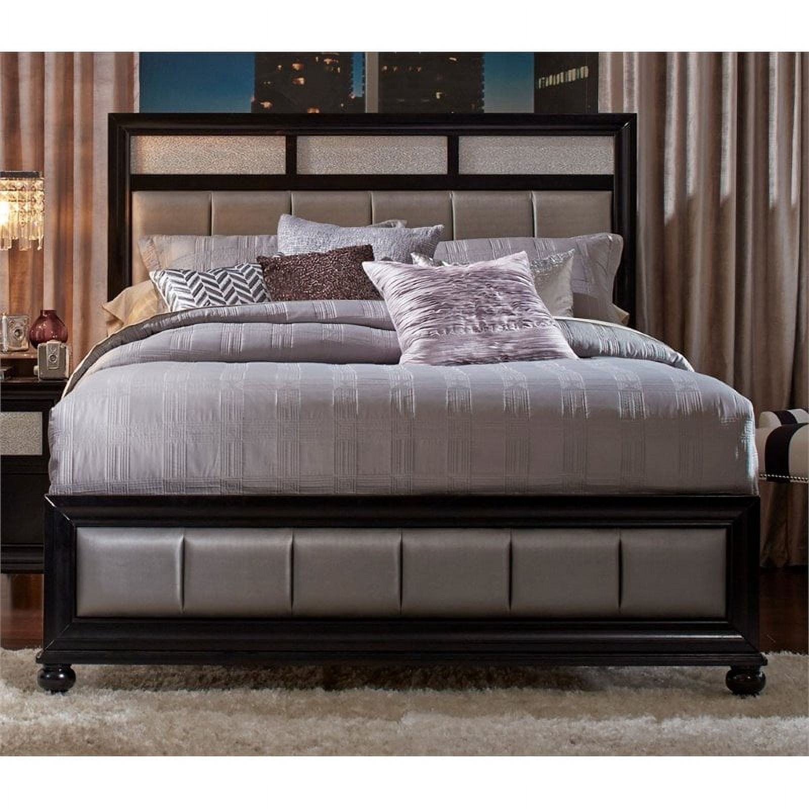 California King Bed, Panel Bed, Grey/Black