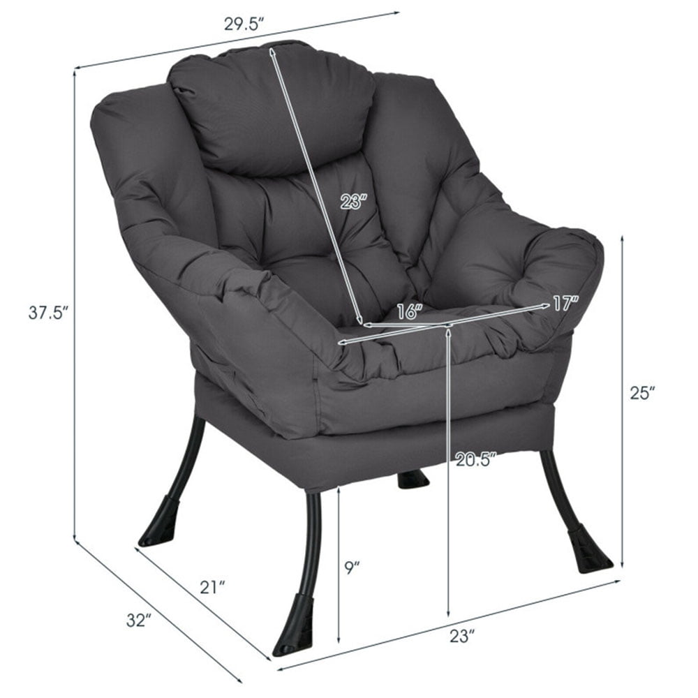 Finihen Modern Fabric Large Lazy Chair, Accent Oversized Comfy Reading Chair, Modern Polyester Fabric Lazy Chair with Steel Frame and Side Pocket, for Living Room, Bedroom, Dorm, Gray Finihen Modern Fabric Large Lazy Chair, Accent Oversized Comfy Reading Chair, Modern Polyester Fabric Lazy Chair with Steel Frame and Side Pocket, for Living Room, Bedroom, Dorm, Gray