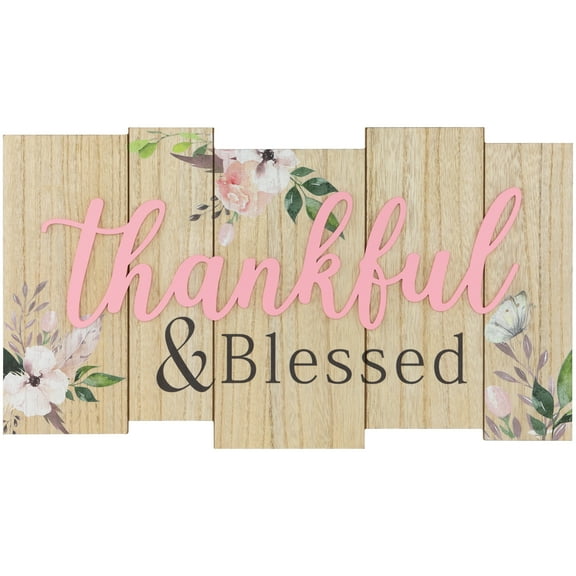 Northlight Thankful and Blessed Wooden Wall Sign - 20.75"