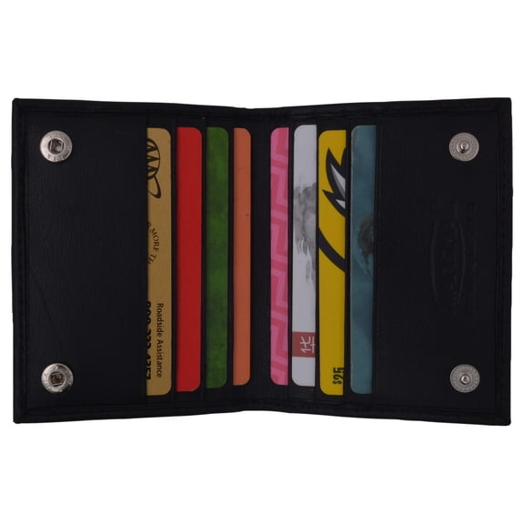Money Clip Mens Black Genuine Leather Slim Credit Card Holder Secure Wallet Snap Closure