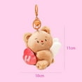 thumbnail image 2 of Plush Bear Keychain Pulling Rope Stuffed Love Heart Animal Doll Key Ring Holder DIY Handbag Pendant, 2 of 5