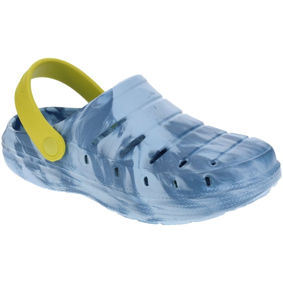 RUGGED SHARK Molded Clog for Boys, Lightweight EVA Clog with Swivel Ankle Strap, Blue/Swirl, Youth 3