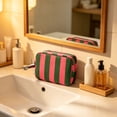 thumbnail image 6 of Stripe Makeup Bag,Easy Clean Simple Design Travel Pouch with Zipper Closure for Trip Office Commute 8.46x3.54x6.1 Inch,Green, 6 of 6