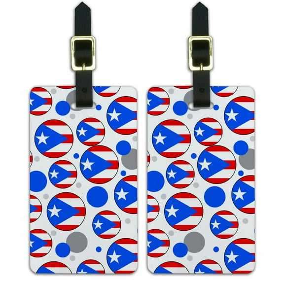 Graphics and More Puerto Rico National Country Flag Luggage Suitcase Carry-On ID Tags Set of 2