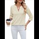 thumbnail image 1 of Blusas Casuales con Cuello en V y Ojales Bordados para Mujer, Blusas Playeras Elegantes. Albaricoque XXL, 1 of 10