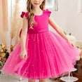 thumbnail image 2 of Gubotare Tutu Dress for Girls Toddler Baby Girl Fly Sleeve Ruffle Pageant Party Wedding Tulle Dress Kids Girls Short Sleeve Princess Dresses (Hot Pink,Size 5-6 Years), 2 of 3