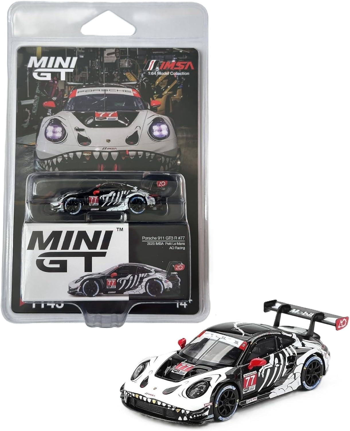 Mini GT Skeleton Rexy Porsche 911 GT3 R #77 AO Racing 2025 IMSA