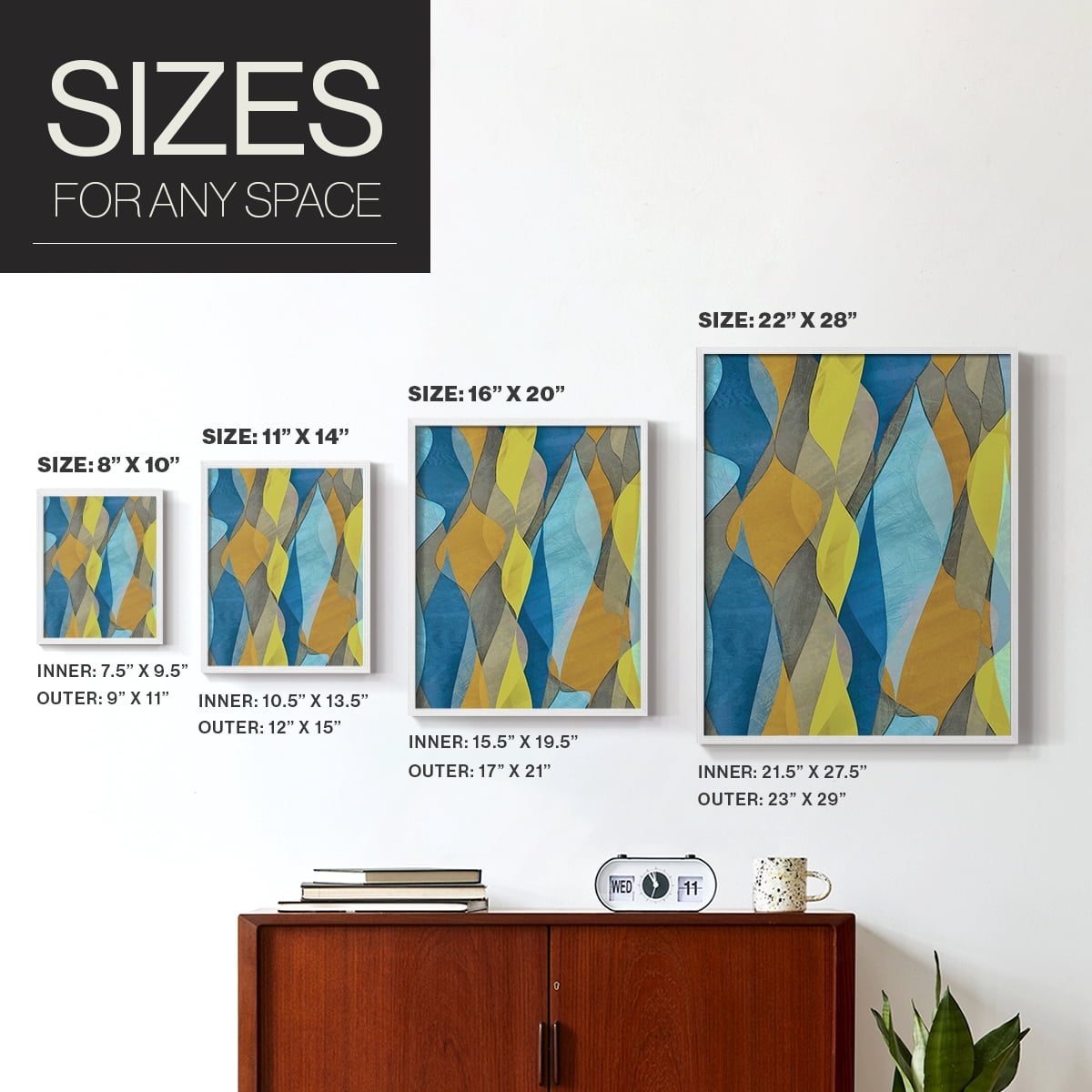 Colorful Cascade I Framed Print in White Solid Wood Framed Print No Nail Hanging
