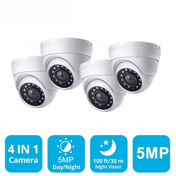 MAISI 5MP Wired Security Cameras for DVR Camera System, Dome CCTV Surveillance Cameras with 60ft BNC Cable, Night Vision, TVI Technology, and Wide Angle Lens for Home Security Monitor