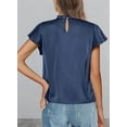 thumbnail image 2 of PRETTYGARDEN Business Casual Tops for Women Blouses Dressy Summer Short Sleeve Ruffle Satin Work Office Attire, 2 of 7