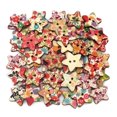 thumbnail image 2 of Multi colores forma de estrella aleatoria 2 agujeros botón de madera Floral hecho a mano manualidades accesorios de costura 50 piezas Advancent JJ18697-00, 2 of 6